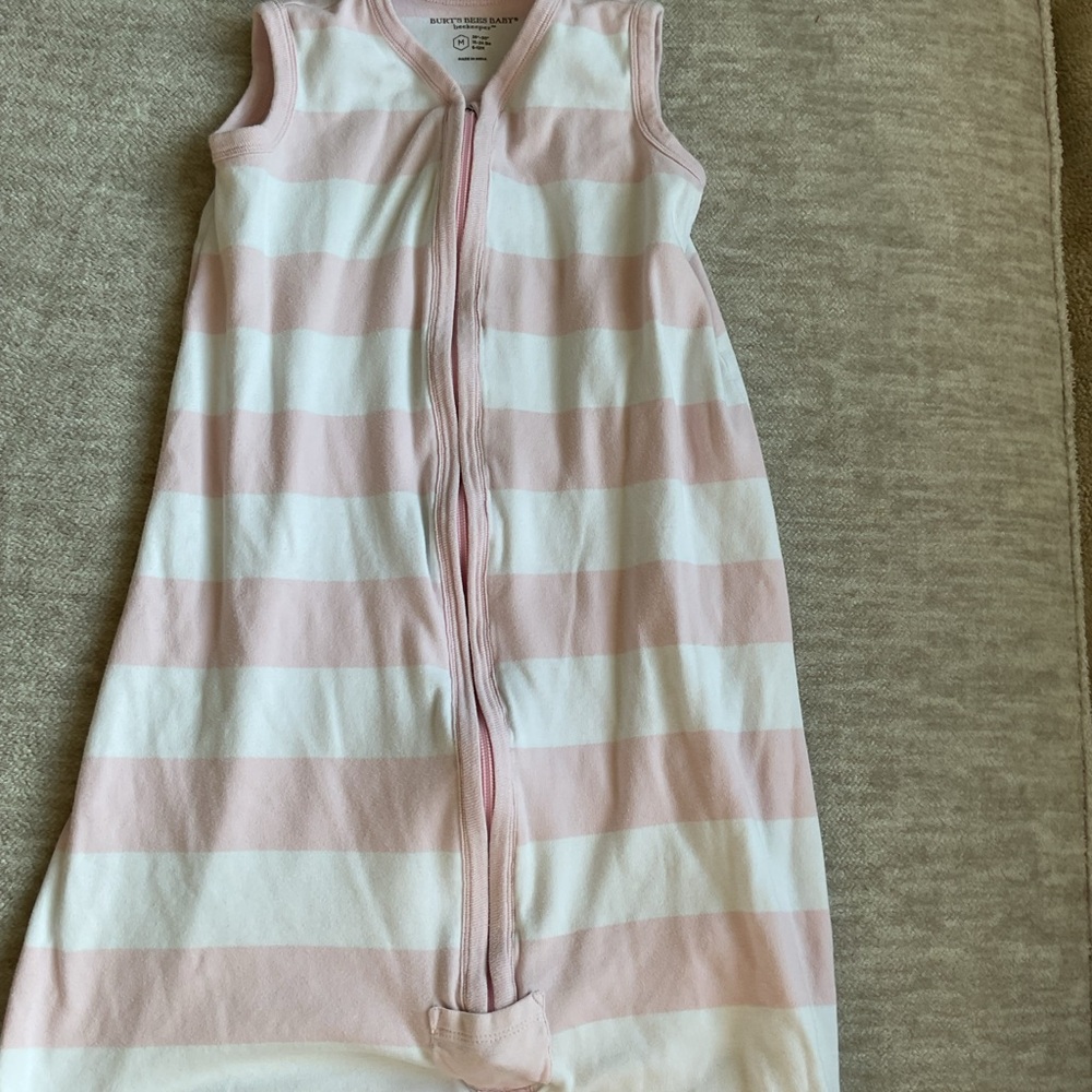 Burt’s bees Cozy Pink and White Striped Kids Sleep Sack
